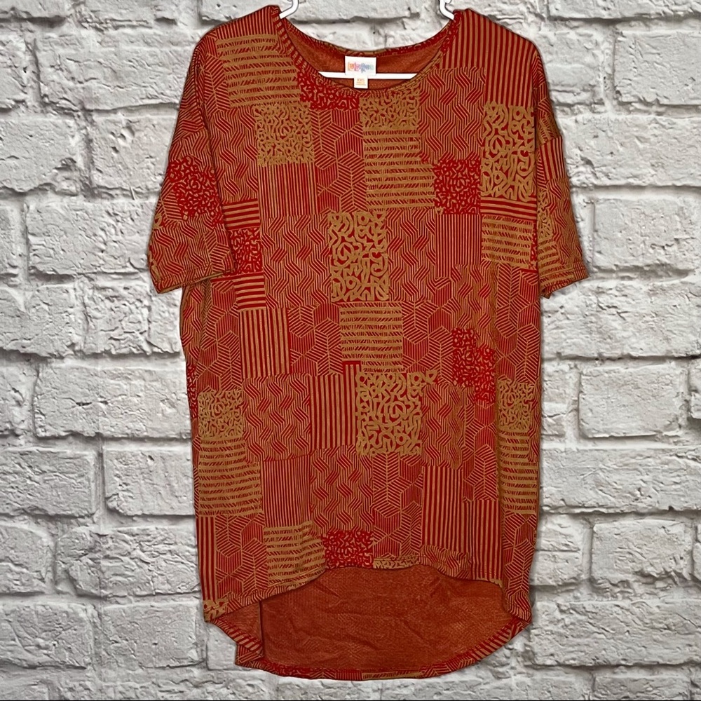 Lularoe Oversized Blouse Top Red Gold Irma Women's Size xxs